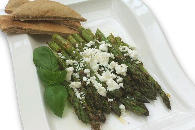 grilled asparagus with feta [vegetarian]