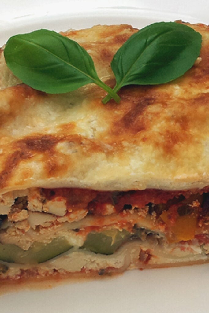 smoked tofu lasagna slice