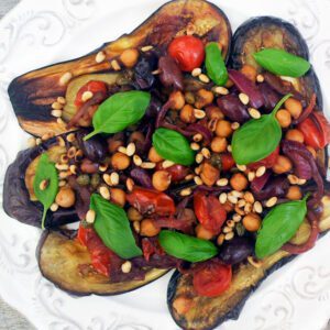 Grilled Aubergines With Chickpea Caponata [vegan] © The Flexitarian - Annabelle Randles