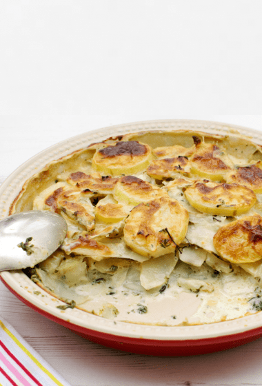 Jerusalem Artichoke & Spinach Goat Cheese Bake [vegetarian] by The Flexitarian
