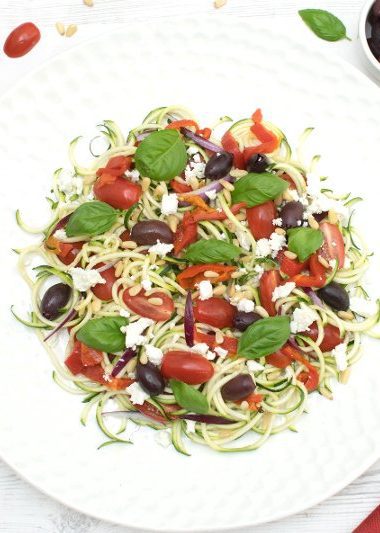 Mediterranean Spiralized Courgette Salad [vegetarian] [gluten free] by The Flexitarian