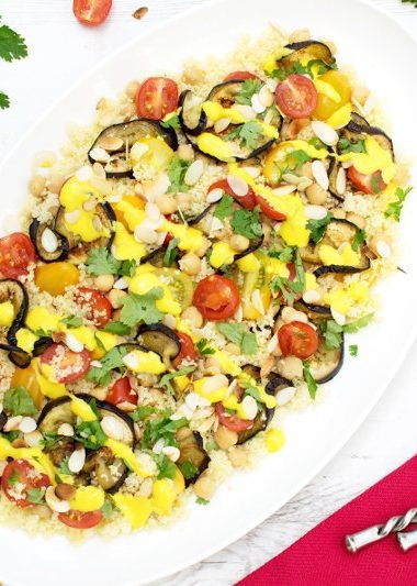 Roasted Aubergine Saffron Salad [vegetarian] by The Flexitarian