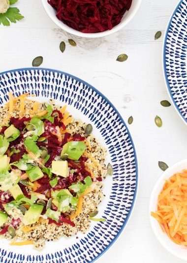 Rainbow Quinoa Buddha Bowl with Ginger Tahini Dressing [vegan] by The Flexitarian