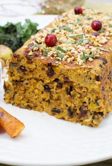 Hazelnut & Orange Nut Roast with Cranberry Sage Sauce [vegetarian] by The Flexitarian