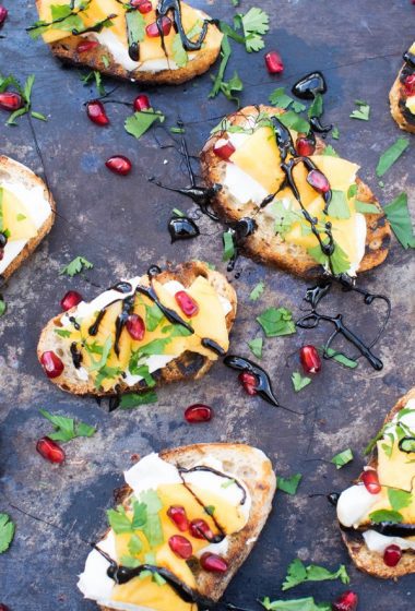 Persimmon & Mozzarella Bruschettas with Balsamic Glaze [vegetarian] by The Flexitarian