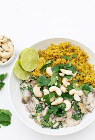 Creamy Mushrooms & Spinach with Turmeric Quinoa [vegan] [gluten free] by The Flexitarian
