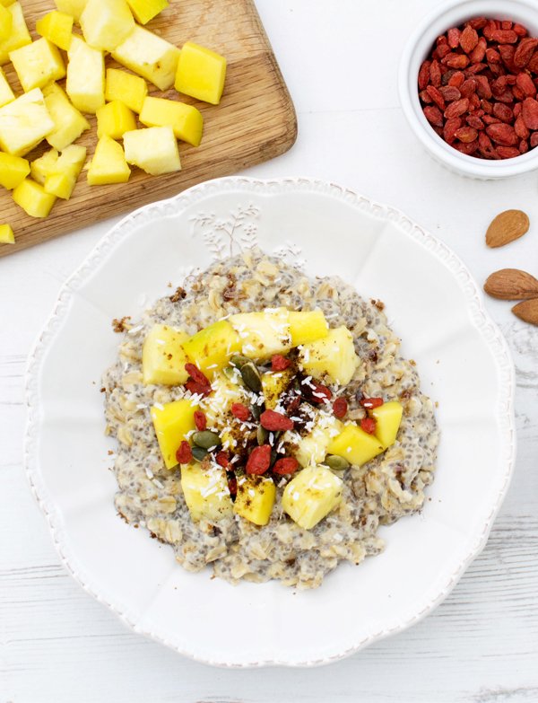 pineapple & mango ginger porridge [vegan] [gluten free]