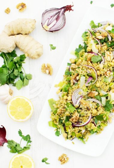 Freekeh & Leek Salad with Miso Dressing [vegan] by The Flexitarian