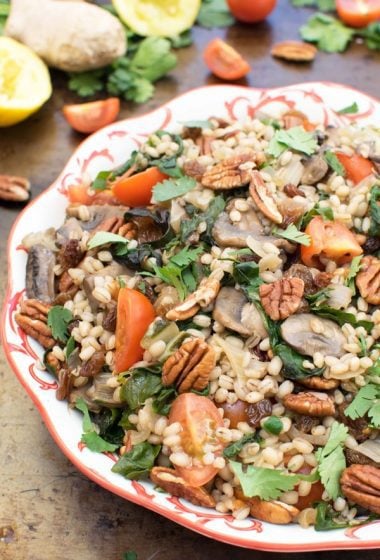 Rainbow Chard Barley Salad with Ginger Tahini Dressing [vegan] by The Flexitarian