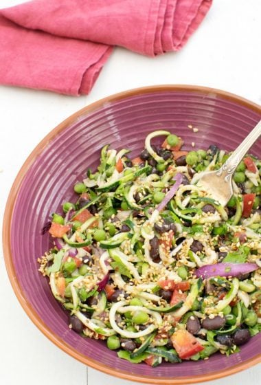 Courgette, Pea & Black Bean Salad with Sweet Miso Dressing [vegan] [gluten free] by The Flexitarian