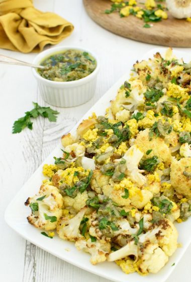 Roasted Cauliflower & Tofu With Sauce Gribiche [vegan] by The Flexitarian