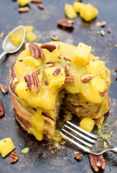 Orange & Mango Blender Pancakes With Toasted Pecans [vegan] by The Flexitarian