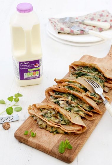 Creamy Mushrooms & Spinach High Protein Buckwheat Pancakes [vegetarian] by The Flexitarian