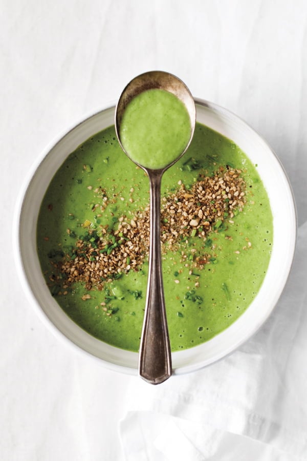 chill-out cucumber and avocado soup with mint and dukkah [vegan] by sarah britton