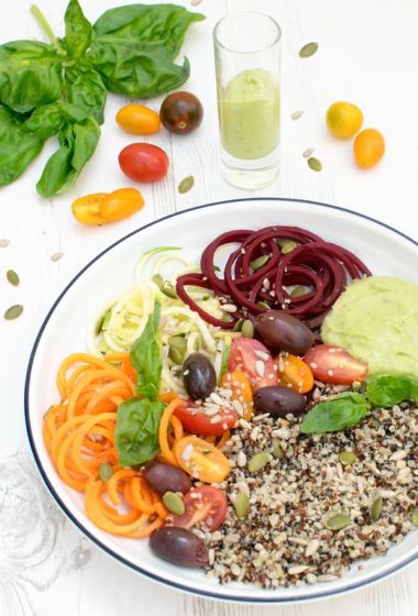 Super Healthy Summer Salad Bowl with Creamy Avocado Basil Dressing [vegan] by The Flexitarian