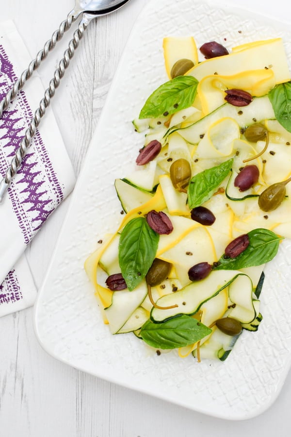 marinated courgette salad with capers & olives [vegan]