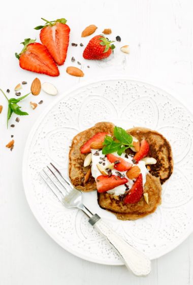 Strawberry Ricotta Pancakes[vegetarian] by The Flexitarian