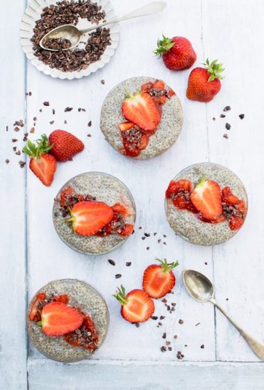 Rhubarb & Strawberry Chia Pudding [vegan] by The Flexitarian