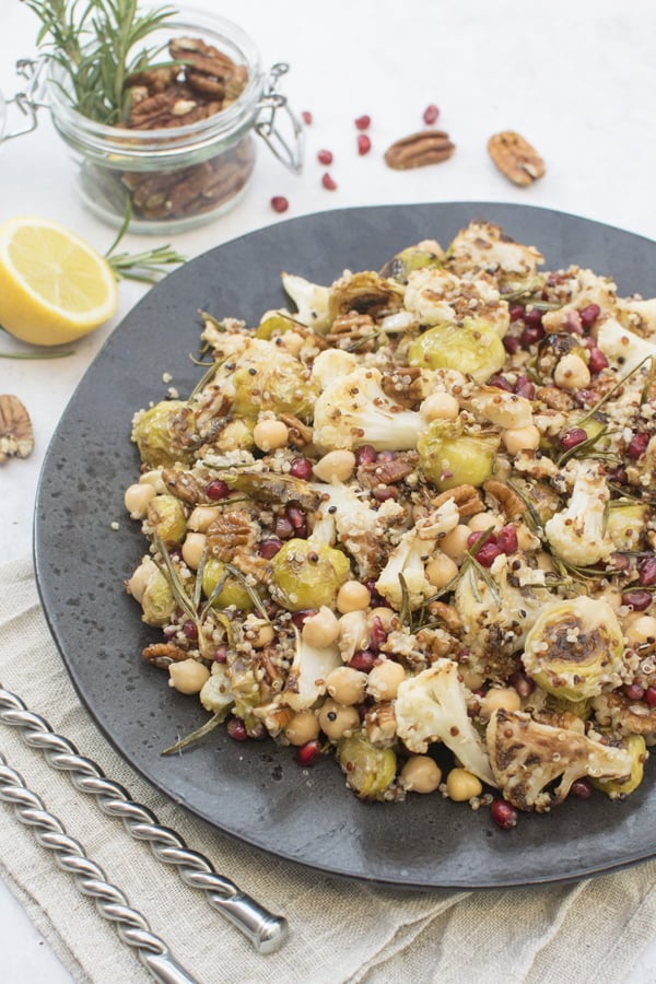 roasted brussels sprouts and cauliflower salad [vegan] [gluten free]