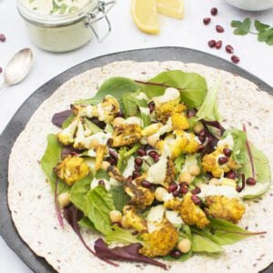 Spicy Roasted Cauliflower Wraps with Sriracha Cashew Cream [vegan] by The Flexitarian