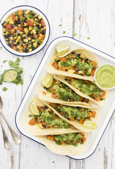 Sweet Potato Tacos With Black Bean Pineapple Salsa [vegan] | The Flexitarian