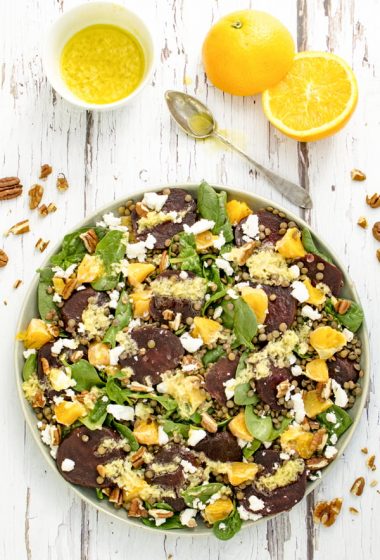 Winter Puy Lentil Salad with Beetroot, Orange and Spinach [vegetarian] [gluten free] by The Flexitarian