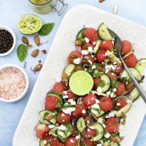 Watermelon Salad with Cucumber & Feta [vegetarian] - The Flexitarian