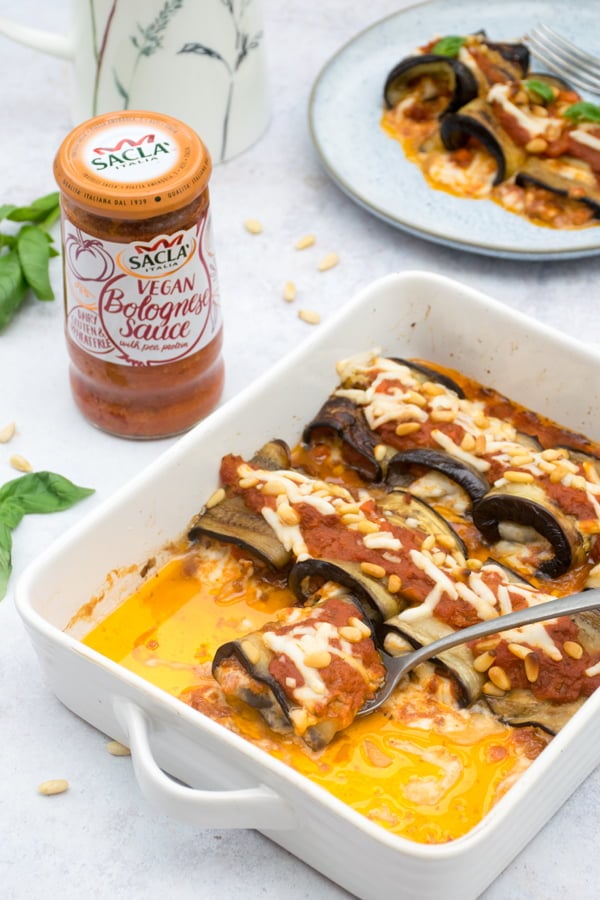 Aubergine Roll Ups - Vegan Bolognese Sauce Sacla by Annabelle Randles | The Flexitarian