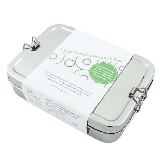 "Rampur" Large Rectangle Lunch Box with Mini Container - A Slice of Green - Image 4