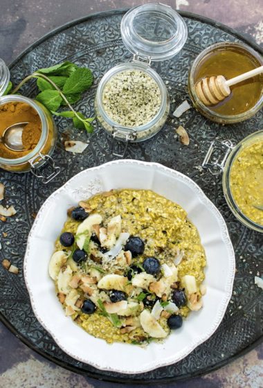 Golden Overnight Porridge [vegan] [gluten free] by The Flexitarian