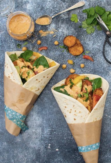 Sweet Potato Wraps with Tahini Harissa Dressing [vegan] &copy; The Flexitarian