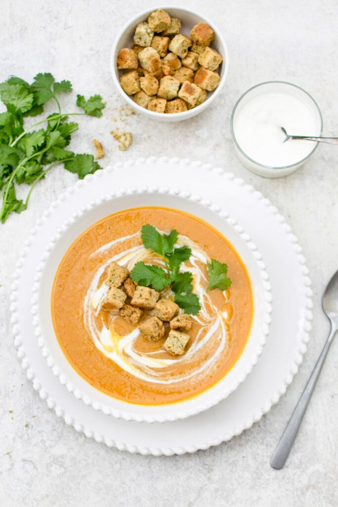 Roasted Butternut Soup in bowl
