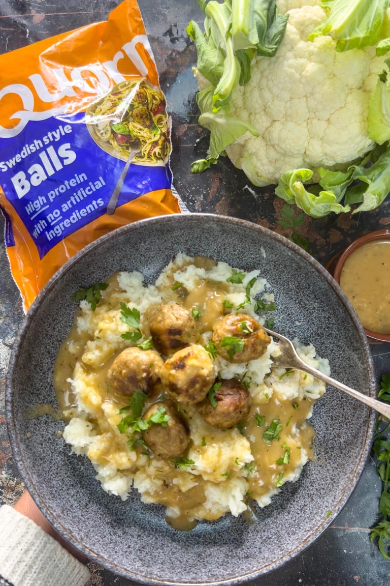 Cauliflower Mash with Quorn Swedish Style Meatballs