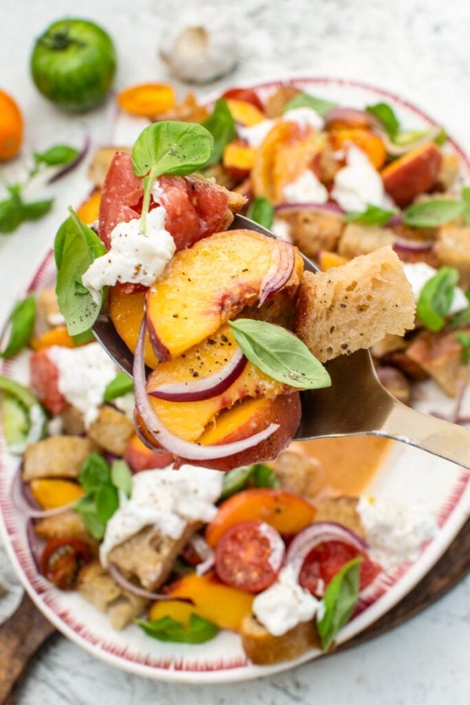 peach panzanella salad