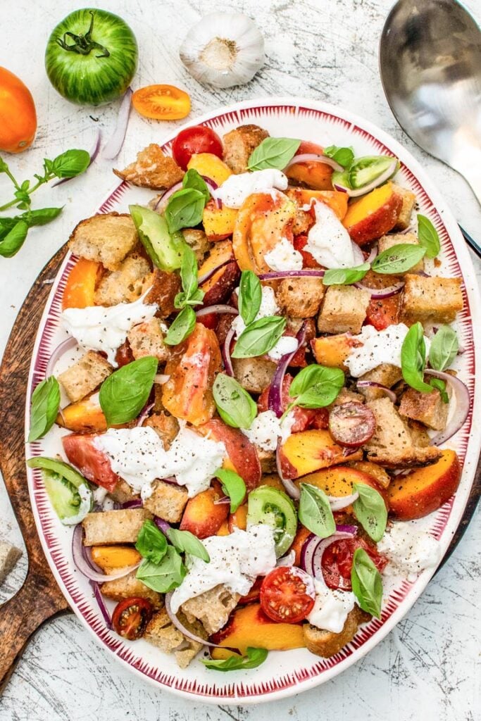 peach panzanella salad