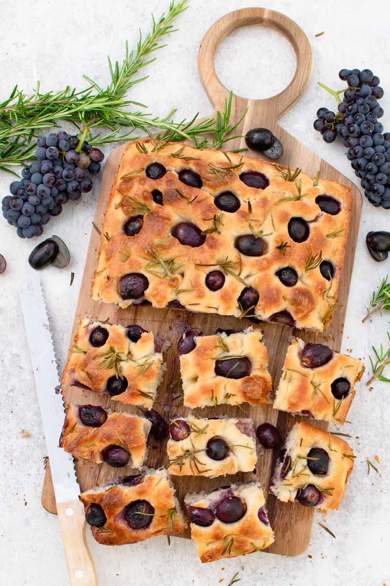 Grape Focaccia with Rosemary (Schiacciata…