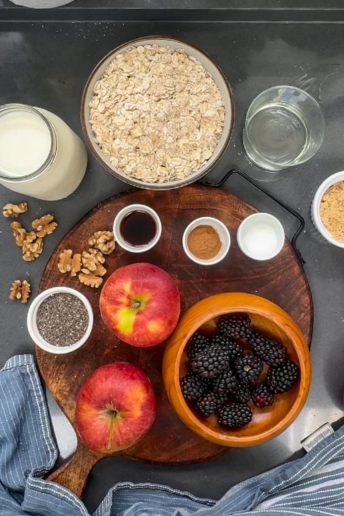 ingredients for Apple & Blackberry Baked Oatmeal