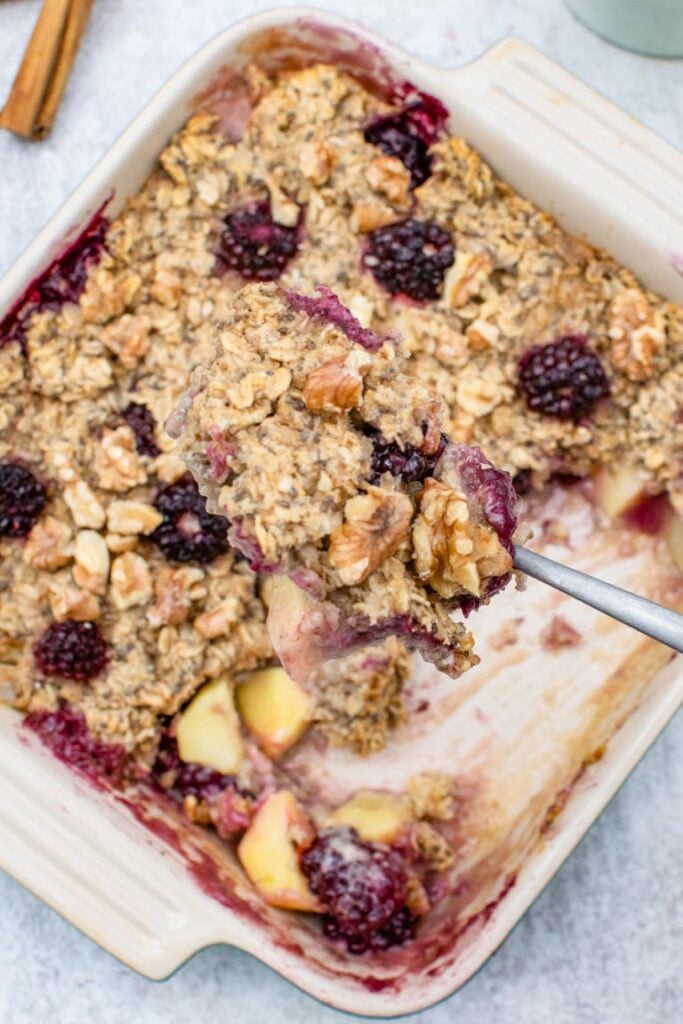 Spoon of Apple & Blackberry Baked Oatmeal