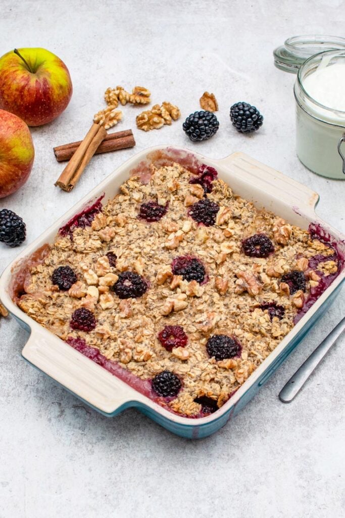 Apple & Blackberry Baked Oatmeal cooling down