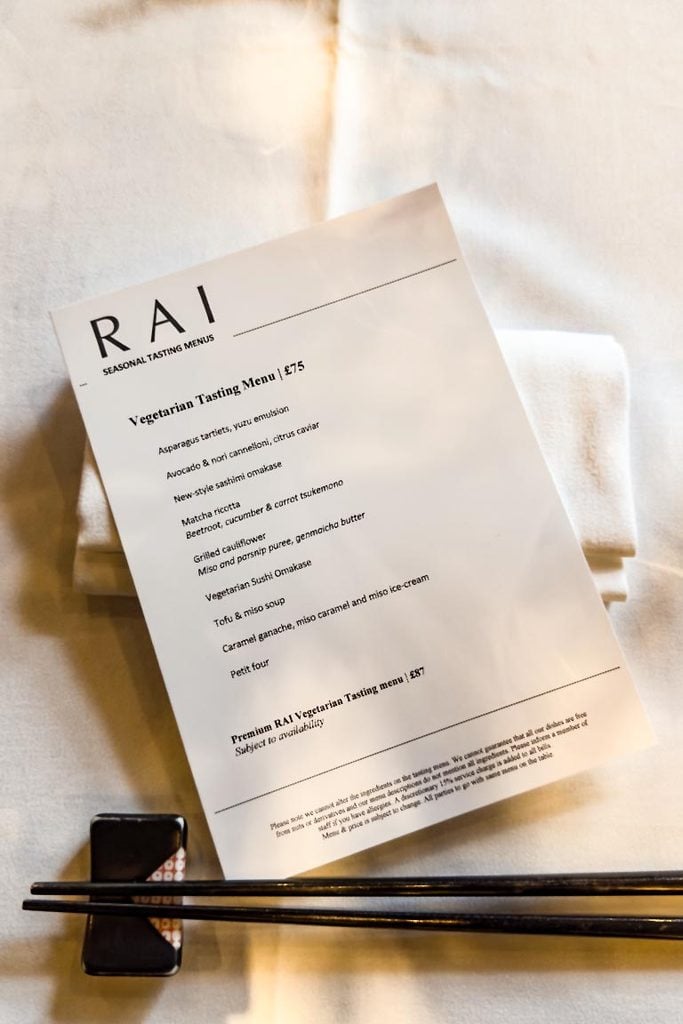 Rai Vegetarian Omakase Menu