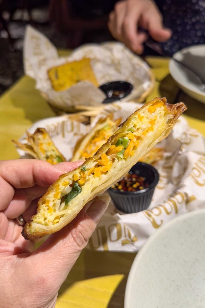 Martabak Telor, a savoury Indonesian pancake stuffed with egg and spiced vegetables