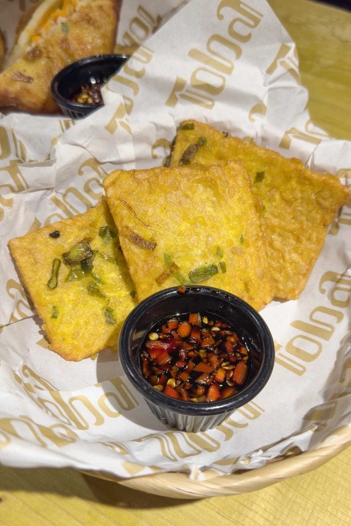Tempe Mendoan Kremes, deep-fried fermented soya bean fritters with crunchy flakes