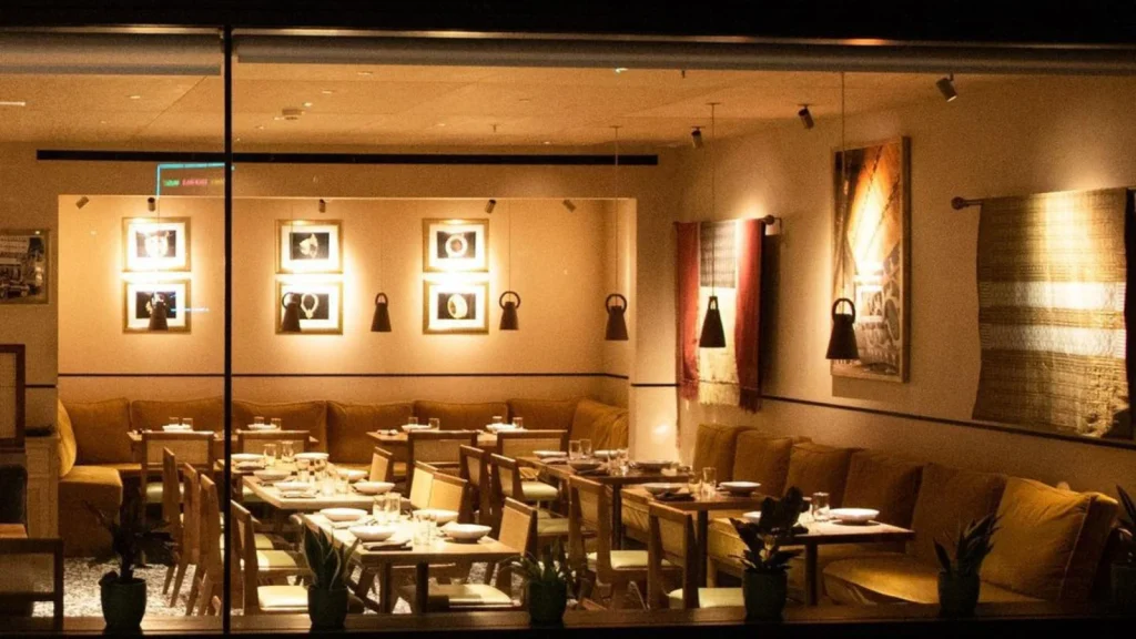 Dining room interior at Toba Indonesian restaurant in St James's, London
